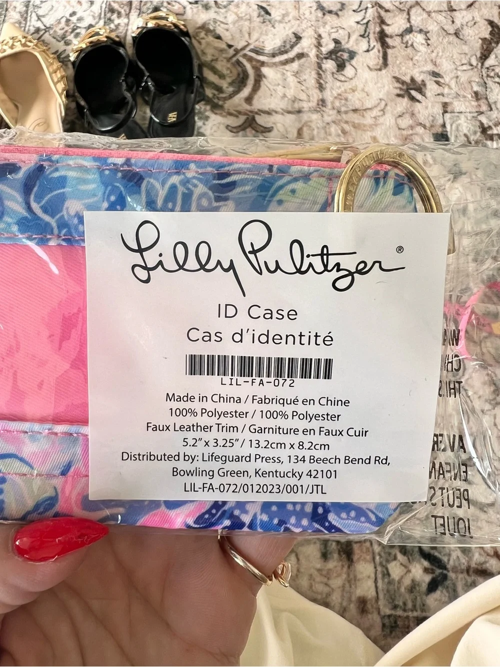 Lily Pullitzer ID Case New With Tags Pink & Blue Gold Hardware